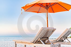 Tranquil scenery, relaxing beach, tropical resort landscape design. Summer vacation travel holiday design