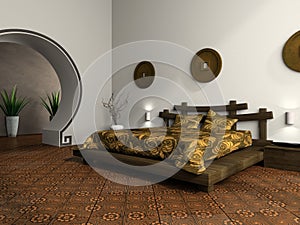 Luxurious bedroom in ethnic style