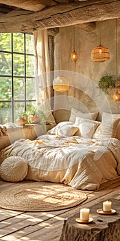 Luxurious Bedroom With Large Bed and Pillows