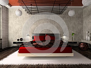 Luxurious bedroom in red