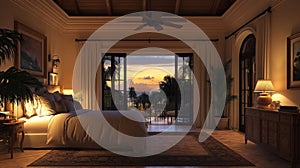 Luxurious Bedroom Sunset Ocean View Tropical Escape