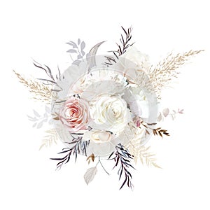 Luxurious beige and blush trendy vector design bouquet.