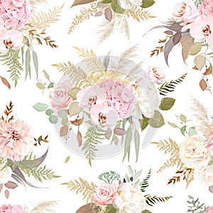 Luxurious beige trendy vector design floral print