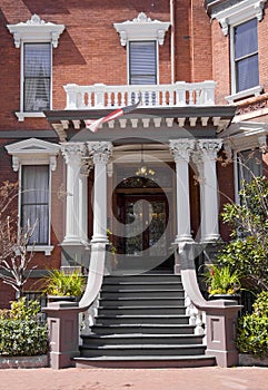 Luxurious brick home entrance