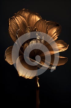 Luxurious Brown Flower with a Dark Background, Exquisite Floral Art Photography