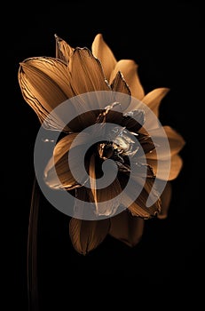 Luxurious Brown Flower with a Dark Background, Exquisite Floral Art Photography