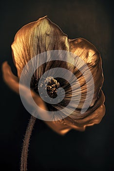 Luxurious Brown Flower with a Dark Background, Exquisite Floral Art Photography