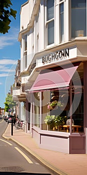 Luxurious Bugcore Street With Pink Awning And Reductionist Form