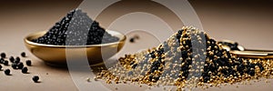 Luxurious caviar with gold. The most expensive caviar in the world.