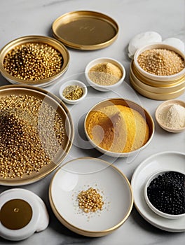 Luxurious caviar with gold. The most expensive caviar in the world.