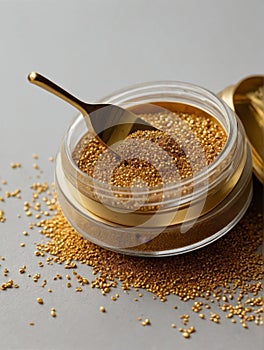 Luxurious caviar with gold. The most expensive caviar in the world.