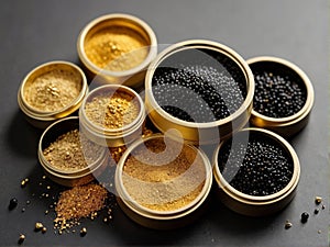 Luxurious caviar with gold. The most expensive caviar in the world.