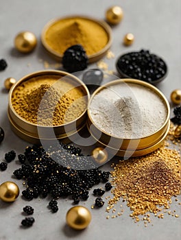 Luxurious caviar with gold. The most expensive caviar in the world.