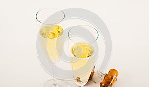 Luxurious champagne in a glass, festive way of celebrating a new