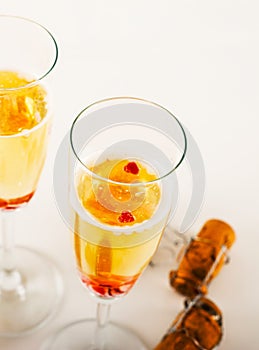 Luxurious champagne in a glass, festive way of celebrating a new