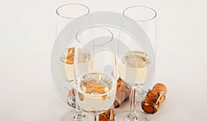 Luxurious champagne in a glass, festive way of celebrating a new year or important events, toast with sparkling wine
