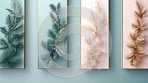 Luxurious Christmas Tree Branches On Muted Turquoise Background