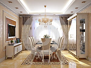 Luxurious Classic Baroque Kitchen and Dining Room
