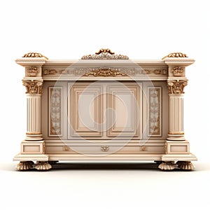 Luxurious Classical Decoration: Beige Ottoman Cabinet 3d Render