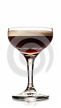 Luxurious cocktail in chic glass with vibrant colors on white background exuding refinement photo