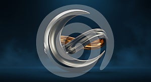 Luxurious 3D render of metallic abstract art