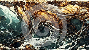 Luxurious Dark Agate Marble texture with Golden veins. Polished Quartz Stone Background Striped by nature with a unique