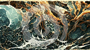 Luxurious Dark Agate Marble texture with Golden veins. Polished Quartz Stone Background Striped by nature with a unique