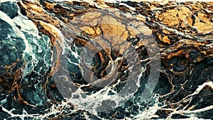 Luxurious Dark Agate Marble texture with Golden veins. Polished Quartz Stone Background Striped by nature with a unique