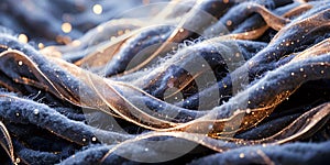 Luxurious Dark Fabric With Golden Sparkling Light Trails Creating Elegant Abstract Texture Background