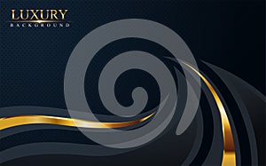 Luxurious dark navy blue background with golden lines. Elegant modern background