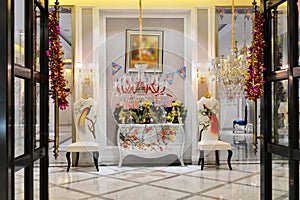 Luxurious decoration of the hall for holiday