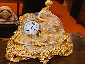 Luxurious decorative golden alarm clock