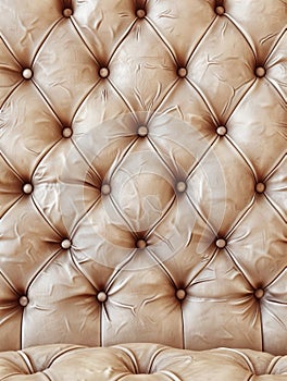 Luxurious diamond-patterned button-tufted leather in a warm, golden beige tone, creating a sophisticated and visually