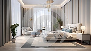 Luxurious and elegant bedroom interiors Bedroom, Indoors, Modern, Home Interior Luxury generative ai