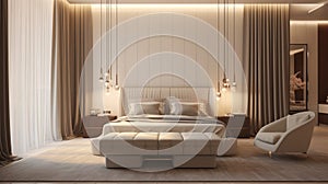 Luxurious and elegant bedroom interiors Bedroom, Indoors, Modern, Home Interior Luxury generative ai