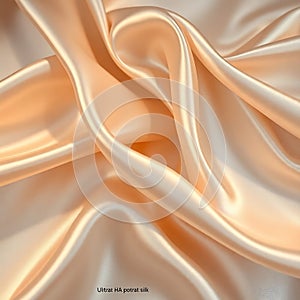 Luxurious and elegant peachcolored silk fabric background with soft smooth folds