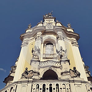 Luxurious facade of the Cathedral St. Uriya. City Lviv. Ukraine.