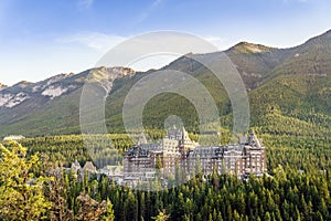 Luxurious Fairmont hotel located in canadian Rockies mountains