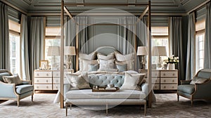 Luxurious furnished master bedroom suite, elegant interior design, modern house design concept