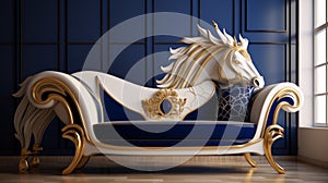 Luxurious Futuristic Classical Style Blue Sofa Inspired By Horse