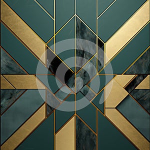 Luxurious Geometric Wall Art In Green And Gold