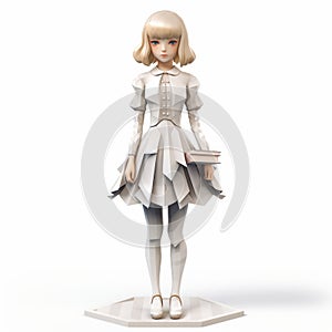 Luxurious Geometry: 3d Charlotte Anime Figure In Whimsical Dress