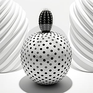 Luxurious Geometry: 3d Render Of Polka Dot Apple On White Wall