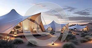 Luxurious Glamping in the Desert, Surrounded by Sand Dunes and Equipped with Eco Tents