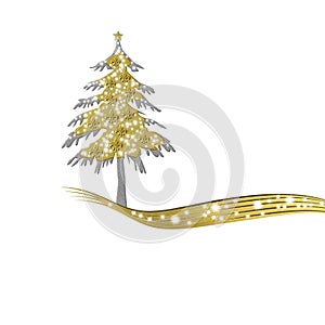 Luxurious gold Christmas tree and stars