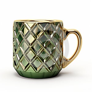 Luxurious Gold Mug With Realistic Rendering And Bold Patterns