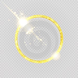 Luxurious gold ring. Vector light circles and spark light effect.