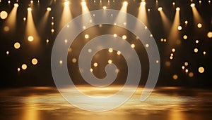 Luxurious Gold Stage Setting With Spotlight photo