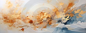 Luxurious Gold and White Fluid Abstract Art Painting GenerativeAI
