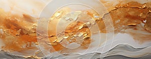 Luxurious Gold and White Fluid Abstract Art Painting GenerativeAI